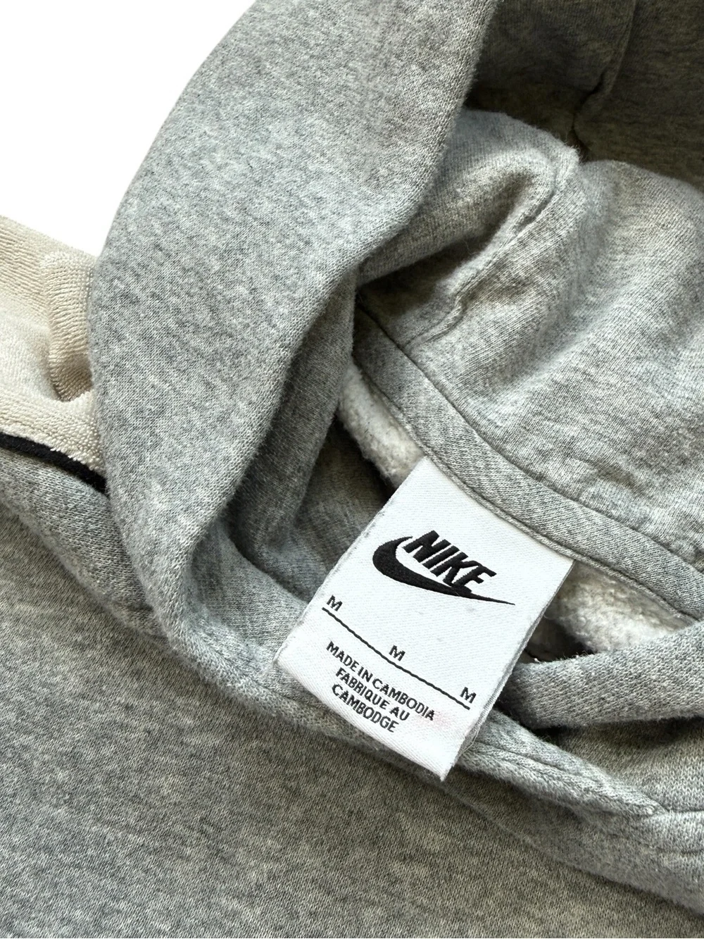 Nike Sportswear Club Fleece Hoodie Gray Cream Colorblock Pullover Youth Medium